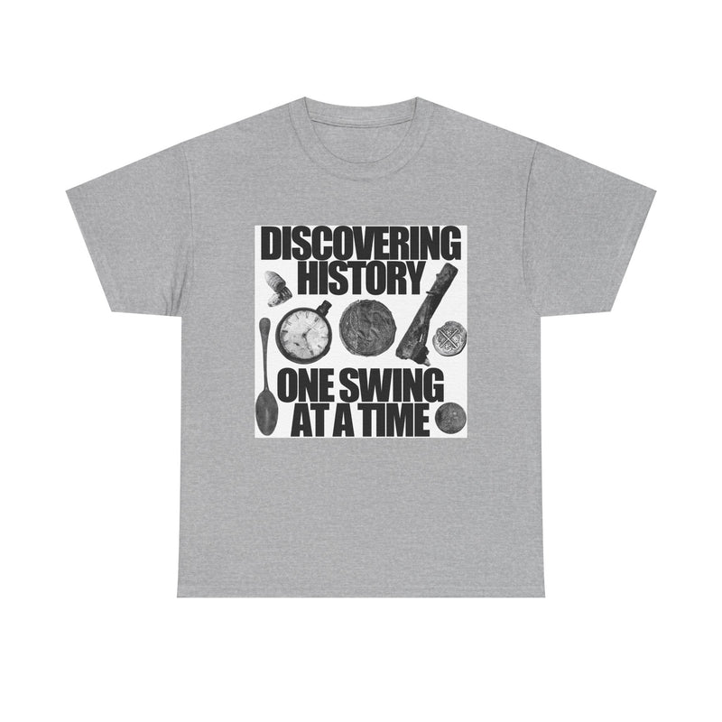 Monochrome Relic "Discovering History One Swing at a Time" design. Heavy weight cotton T-Shirt. FREE SHIPPING