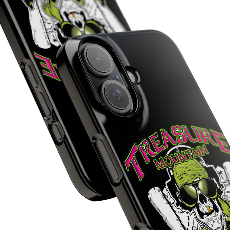 Slim iPhone Black Cases with Treasure Mountain Logo (iPhone 13-16 series)