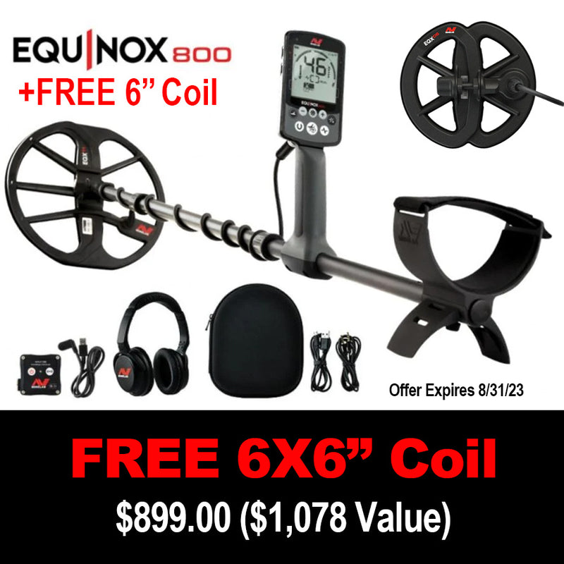 Minelab EQUINOX 800 Metal Detector. PRICE REDUCTION + FREE 6" Coil ($185 Value)
