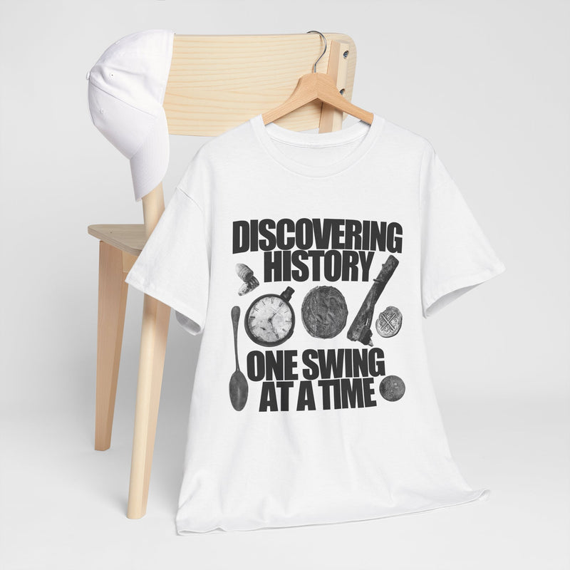 Monochrome Relic "Discovering History One Swing at a Time" design. Heavy weight cotton T-Shirt. FREE SHIPPING