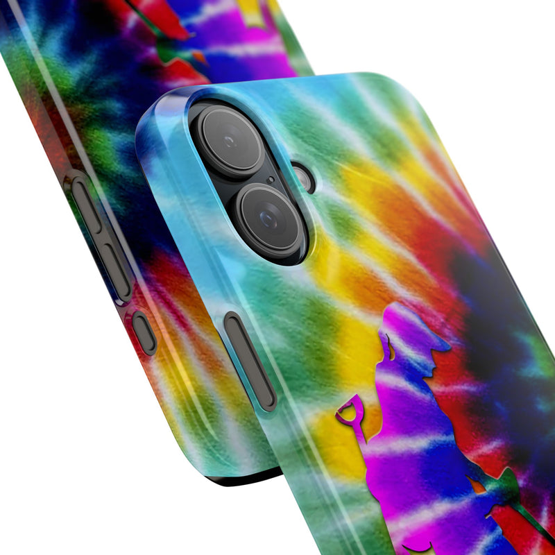 Slim iPhone Black Cases with Female Detectorist, Tie-Dye Design (iPhone 13-16 series)