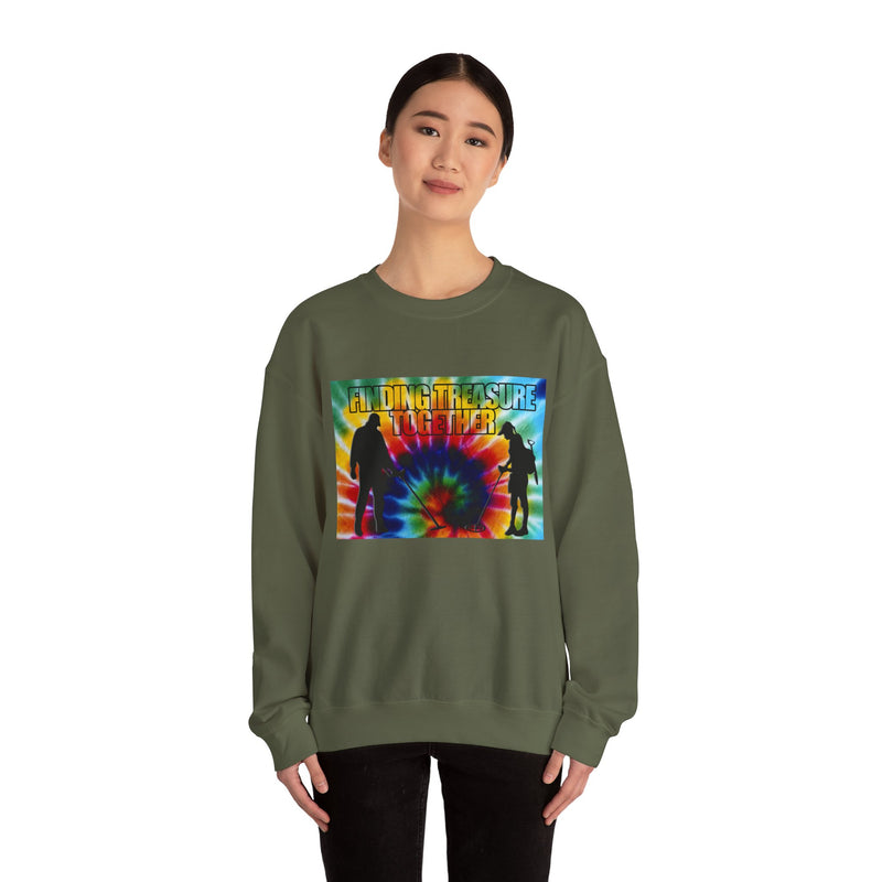 'Finding Treasure Together' Tie Dye, Heavy Blend Crewneck Sweatshirt - 1-sided print. S-XXXXX. sku 191