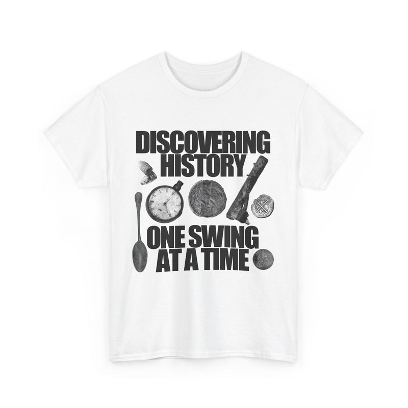 Monochrome Relic "Discovering History One Swing at a Time" design. Heavy weight cotton T-Shirt. FREE SHIPPING