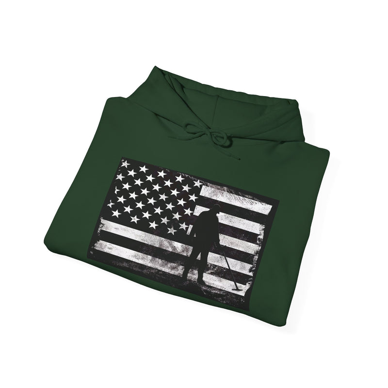 Graphic American Flag with Detectorist, 2-Sided. Thick Weight Hoodie sku: 14