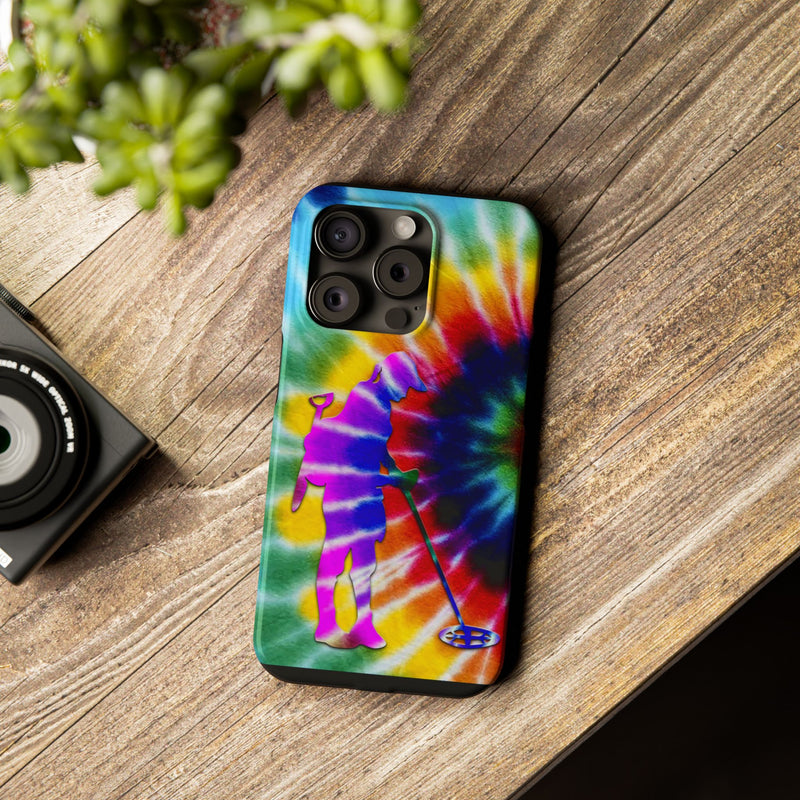 Slim iPhone Black Cases with Female Detectorist, Tie-Dye Design (iPhone 13-16 series)