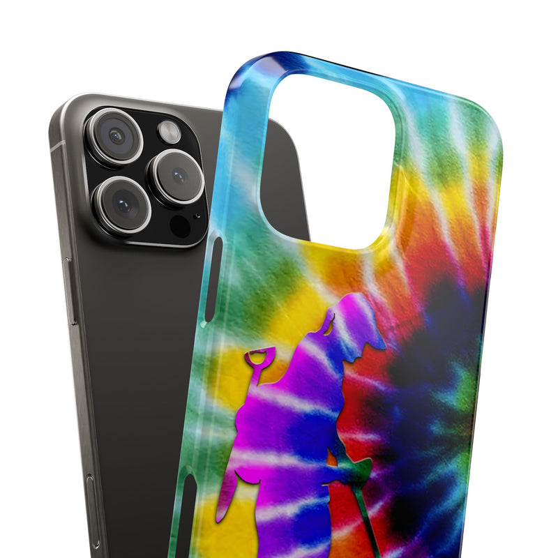 Slim iPhone Black Cases with Female Detectorist, Tie-Dye Design (iPhone 13-16 series)