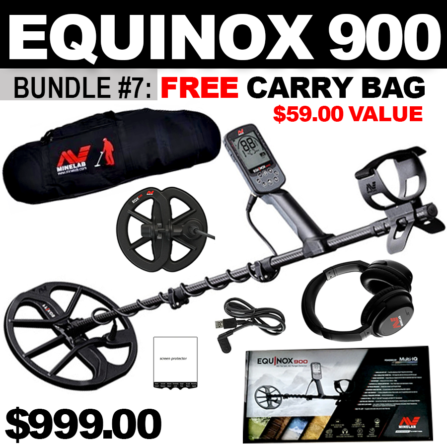 Bundle #7: Equinox 900 Includes 6" DD Coil & WHP + FREE Minelab Carry Bag, ($59.99 Value)