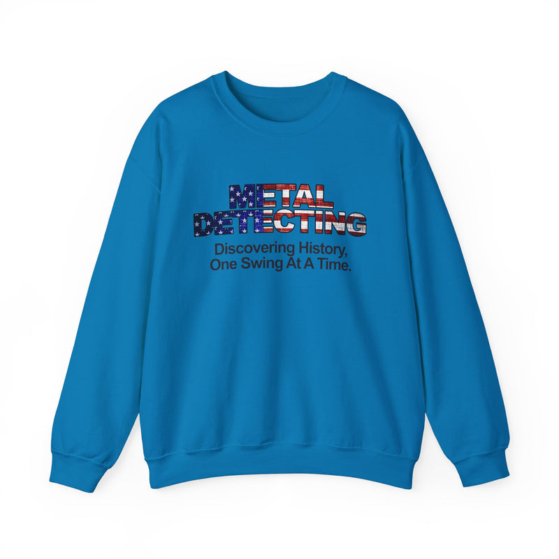 Discovering History Metal Detecting American Flag motif, Heavy Blend Crewneck Sweatshirt - sku: 15