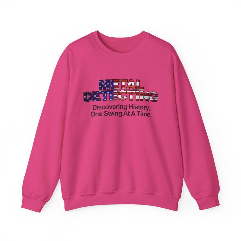 Discovering History Metal Detecting American Flag motif, Heavy Blend Crewneck Sweatshirt - sku: 15