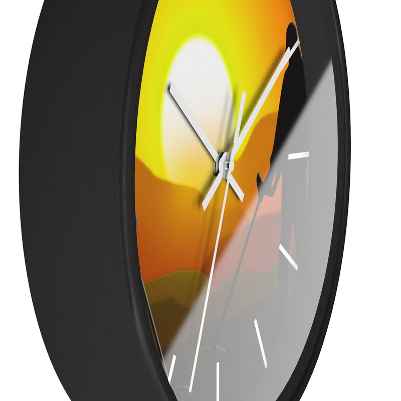 Sunset graphic of metal detecting couple Clock  10"  Battery operated (AA not included)  FREE SHIPPING sku: 101