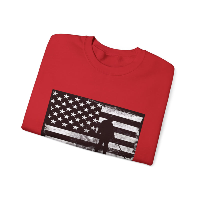 Graphic American Flag with Detectorist, Heavy Blend Crewneck Sweatshirt - sku: 12