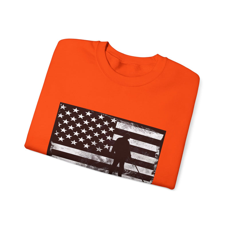 Graphic American Flag with Detectorist, Heavy Blend Crewneck Sweatshirt - sku: 12