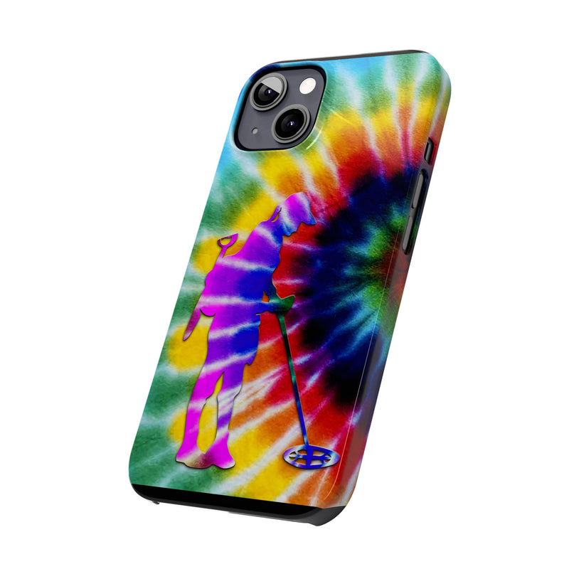 Slim iPhone Black Cases with Female Detectorist, Tie-Dye Design (iPhone 13-16 series)