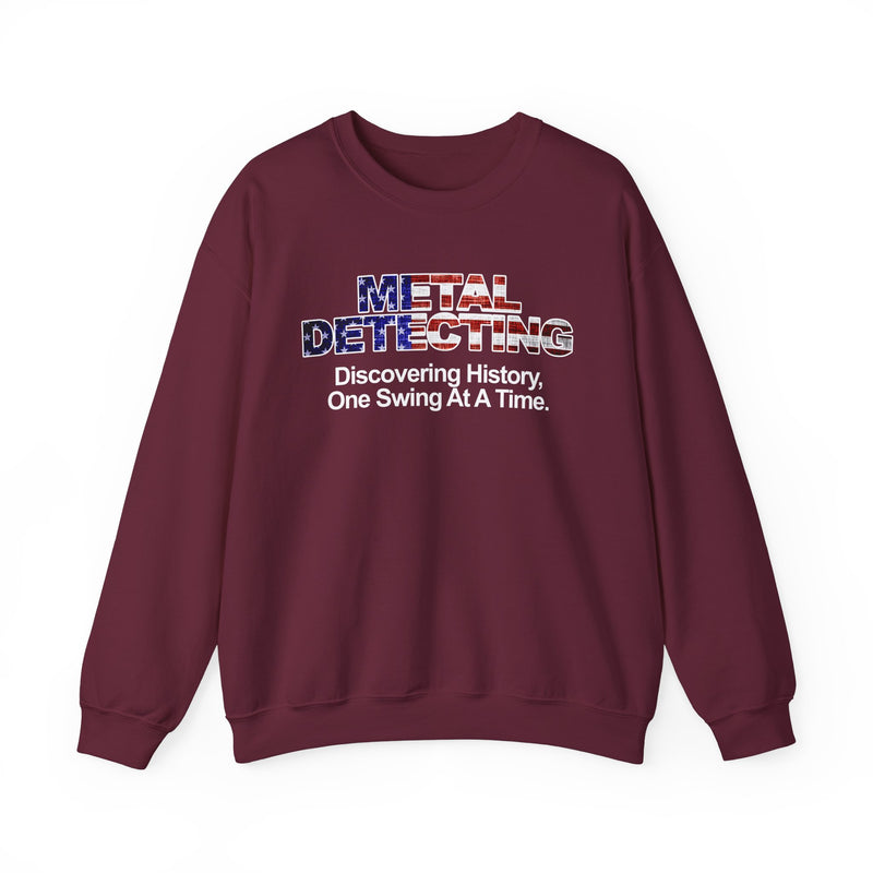 Discovering History Metal Detecting American Flag motif, Heavy Blend Crewneck Sweatshirt - sku: 15