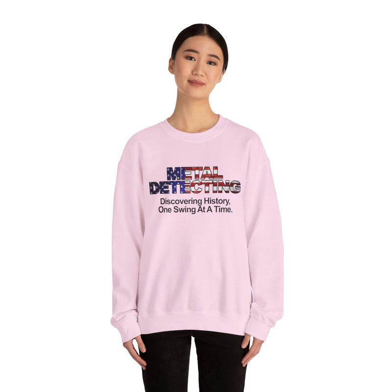 Discovering History Metal Detecting American Flag motif, Heavy Blend Crewneck Sweatshirt - sku: 15