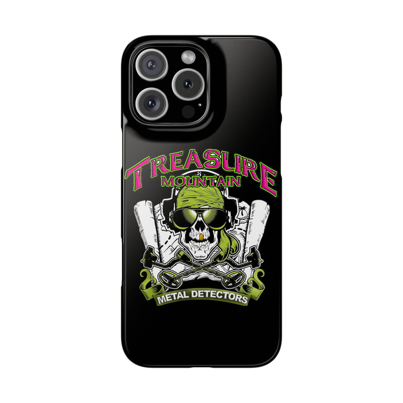 Slim iPhone Black Cases with Treasure Mountain Logo (iPhone 13-16 series)