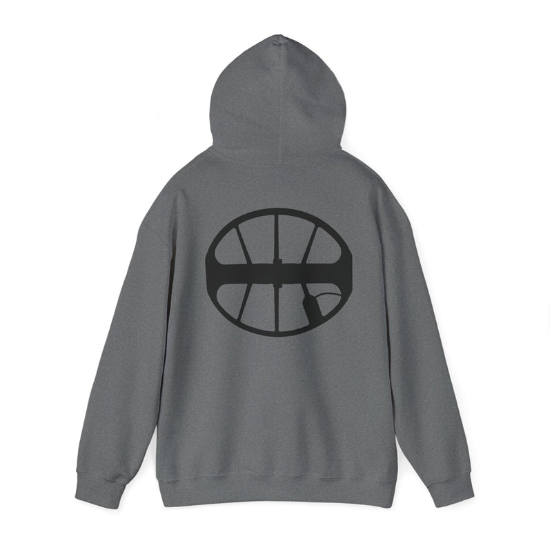 Sunset Detector Couple design on front, graphic coil on back, 2-Sided. Thick Weight Hoodie sku: 126