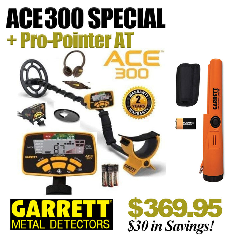 Garrett Ace 300 Metal Detector + Pro Pointer AT Special
