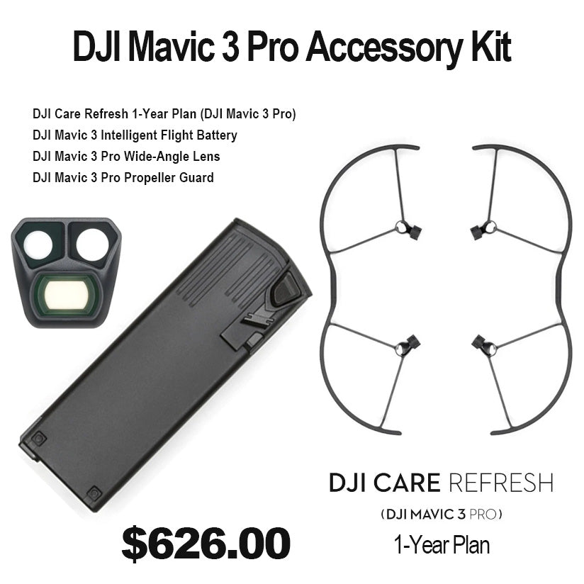 DJI Mavic 3 Pro Accessory Kit: 1-year REFRESH coverage, Intelligent Battery, Wide-Angle Lens, Propeller Guard