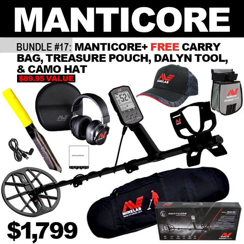 Bundle #17: Minelab Manticore + FREE Carry Minelab Bag, Minelab Treasure Pouch, Minelab Camo Hat & Dylan Digging Trowel