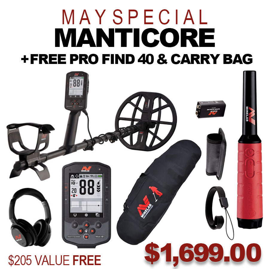 May Special Minelab Manticore + FREE Pro Find 40 & Carry Bag