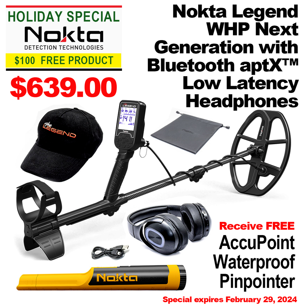 Nokta Legend WHP Next Generation with Bluetooth aptX™ Low Latency Headphones Receive FREE AccuPoint Waterproof Pinpointer